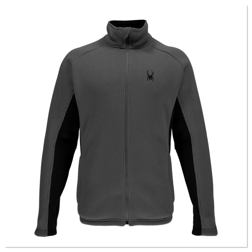 Spyder Full Zip Mens Lightweight Jacket Sz L Black Gray and Black 100% Polyester